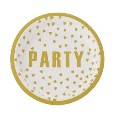 Imagem de 10 Pratos de Papel 18 cm Party Dourado Silver Festas - Inspire sua Fes
