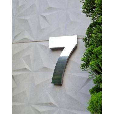 Imagem de Número 7 residencial em aço inox 20cm Casa Portão 3d- Estoque disponív