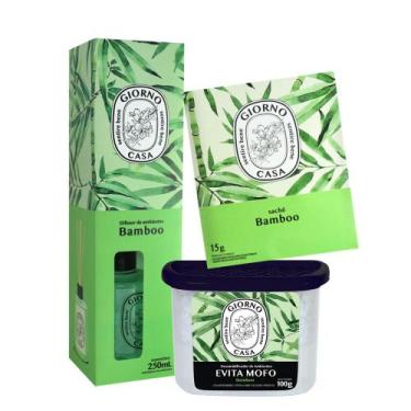 Imagem de Kit Giorno Casa Sentire Bene Bamboo Difusor Sachê e Desumidificador de