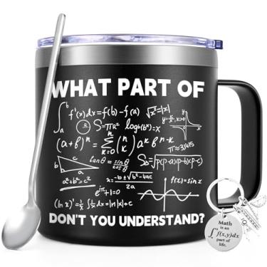 Imagem de Lifecapido Caneca de café de professor de matemática, What Part Of Don't You Understand Math Teacher Engineer Mathematician Mug Gifts for Teacher's Day Christmas, caneca de café de aço inoxidável com