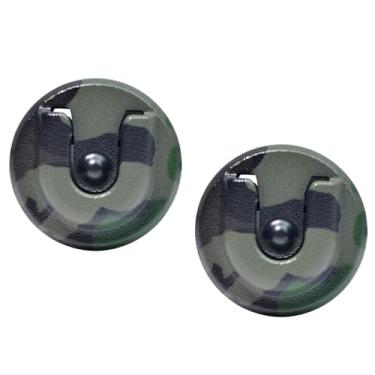 Imagem de HYS Suporte de microfone CB com clipe de pendurar para microfone de rádio móvel com adesivo para Yaesu Icom Vexter Motorola Kenwood microfones com botão redondo (verde)