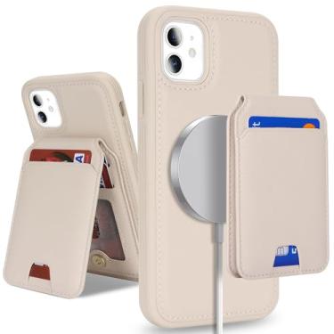 Imagem de SailorTech Capa para iPhone 12 Mini com suporte para cartão de crédito mag seguro, capa de couro para iPhone 12 Mini carteira de couro para mulheres compatível com mag Safe Wallet destacável 2 em 1