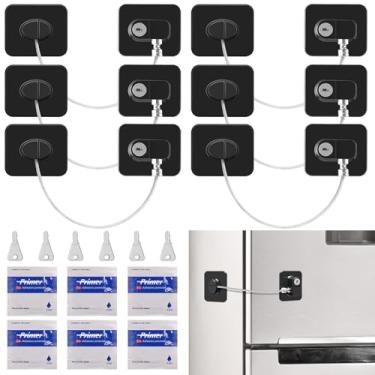 Imagem de Pacote com 6 fechaduras de geladeira para crianças, trava de geladeira Windspeed à prova de crianças, trava de segurança para primeira trava de freezer para freezer vertical à prova de bebê