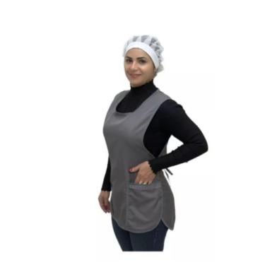 Imagem de Bata Avental Frente e touca em telinja com ajuste atras no elastico - 