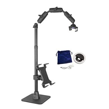 Imagem de ARKON Kit completo de suporte para celular – Suporte de mesa ajustável para celular e suporte para tablet com anel de luz – Suportes profissionais para filmagem horizontal ou vertical