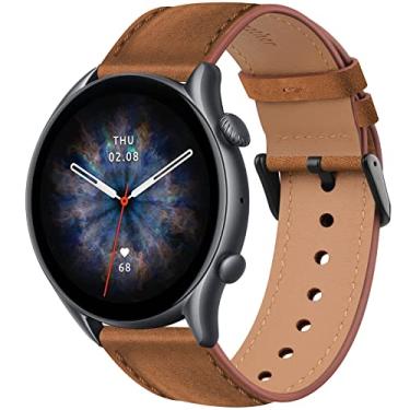 Imagem de AK Pulseira de couro para Amazfit GTR 4/GTR 3 Pro/GTR 3/GTR 2e/GTR 2/Amazfit GTR 47 mm, pulseira ajustável de liberação rápida de 22 mm com fivela de metal para mulheres e homens, pulseira de substituição macia para smartwatch Amazfit GTR