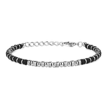 Imagem de GAVU Pulseira masculina de cristal com contas para homens, pulseira de proteção para homens, 7.5+1.2", Pedra, Ónix