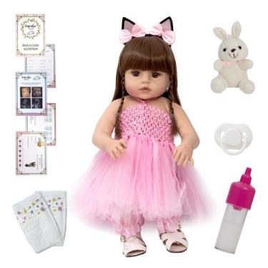 Imagem de Bebê Tipo Reborn Enxoval Corpo de Silicone Roupa Bailarina - Cegonha R