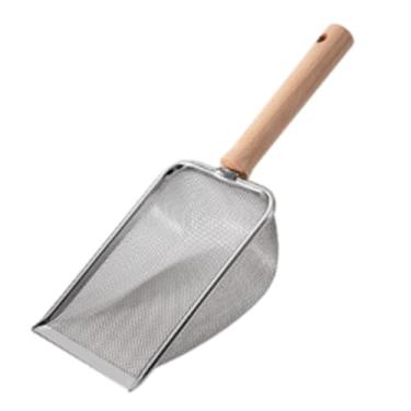 Imagem de ＡＷＨＡＯ Animais de Estimação Peneira Pá Gatos Maca Colheres de Aquário Pá Kitty Réptil Areia Pá Gatinho Peneiração Rápida com Alça de Madeira, malha 1.5x1.5mm