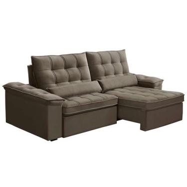 Imagem de Sofá 4 Lugares Retrátil e Reclinável Firenze Veludo Castor - Ferguile