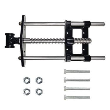 Imagem de HFS (R) Torno de bancada para carpintaria de 22 cm, torno de parafuso frontal resistente para bancada de trabalho cromada torno de perna ferragens para marcenaria com parafusos de montagem