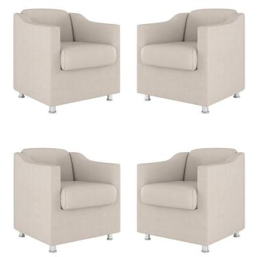 Imagem de Kit 04 Poltronas Decorativas Sala De Espera Clinica Suede Cor:Bege