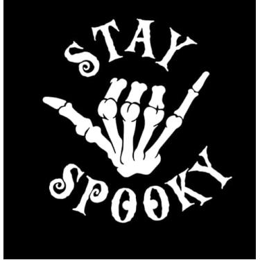 Imagem de Stay Spooky Hang Loose Skeletal Hand Funny NOK Decalque Adesivo de Vinil |Carros Caminhões Vans Paredes Laptop| Branco |14.0 x 13.0 cm|NOK2225