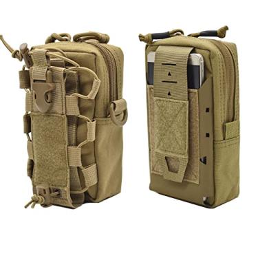 Imagem de Jadedragon Bolsa de cintura multiusos tática EDC Molle bolsa de cintura para cinto coldre para celular, acampamento, caminhada, organizador utilitário IFAK para smartphone, kit de ferramentas (cáqui)