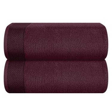 Imagem de Belizzi Home Pacote com 2 lençóis de banho grandes de algodão 89 x 187 cm, lençol de banho grande, ultra absorvente, compacto, ecológico e 100% reciclável, secagem rápida e toalha leve - Borgonha