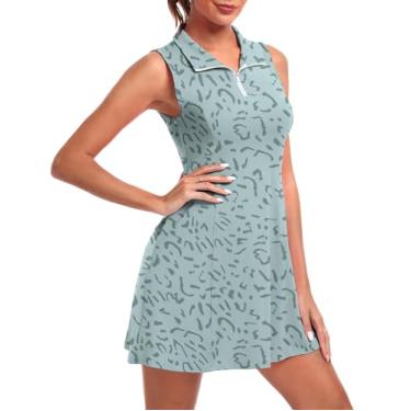Imagem de FKEEP Vestido feminino de tênis de golfe com shorts e bolsos, 14 Leopardo verde, G