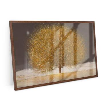 Imagem de Quadro Árvore Com Pétalas Douradas 60x40 Cm Para Escritório - Bimper Q