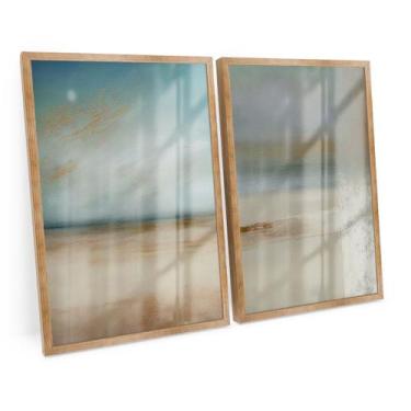 Imagem de Quadro Decorativo Abstract Beach Soft Tones Moderno C/ Vidro - Bimper,