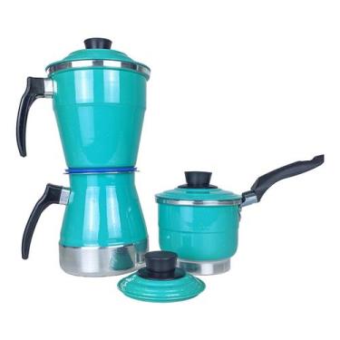 Imagem de Kit de Panelas 3 em 1 Cuscuszeira Individua Cafeteira Italiana e Leite