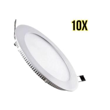 Imagem de 10 Peças Painel Plafon Led Embutir Redondo 18w 6.4k Branco Frio Ourolu