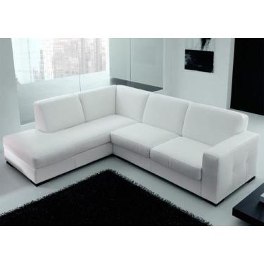 Imagem de Sofá 5 Lugares com Chaise Lado Esquerdo, Sintético Branco - ENZ005 - S