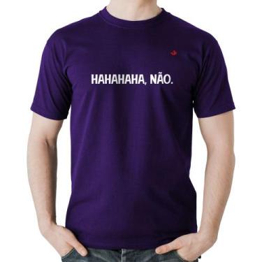 Imagem de Camiseta Algodão Hahahaha, Não. - Foca na Moda, Roxo, GGG