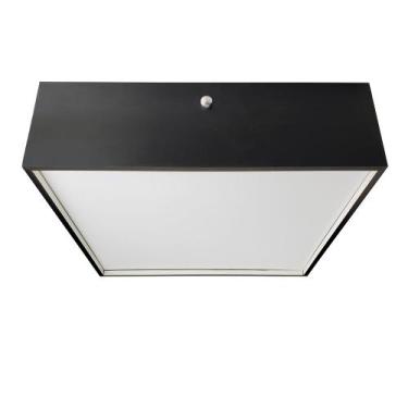 Imagem de Luminária Plafon Caroá Bivolt E27 Quadrado 30cm - Preto