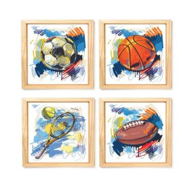 Imagem de Kit Quadro Decorativo Esportes Bolas Futebol Basquete Tênis - Creative