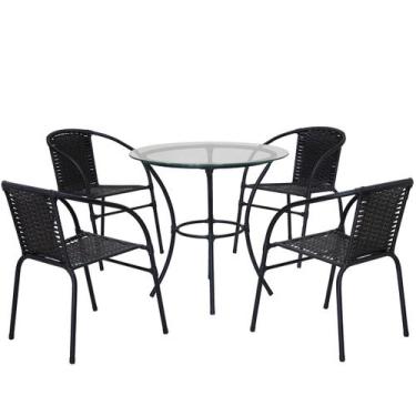 Imagem de Jogo de Mesa com tampo 4 Cadeiras Happy Hour Área Gourmet Panero