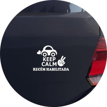 Imagem de Adesivo de Carro Keep Calm Recém Habilitada - Cor Branco - Melhor Ades