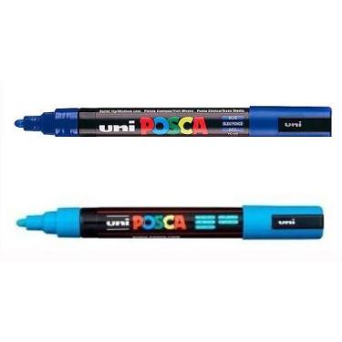 Imagem de KIT Posca PC-5M Azul Claro e Azul Escuro - UNI