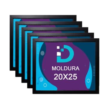 Imagem de Kit 5 Molduras Pretas 20x25 Com Fundo Em Eucatex Para Decoração e Arte