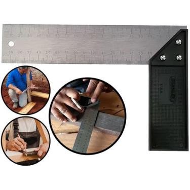 Imagem de Esquadro Metal Reforçado Multiuso Profissional Marceneiro Carpinteiro 