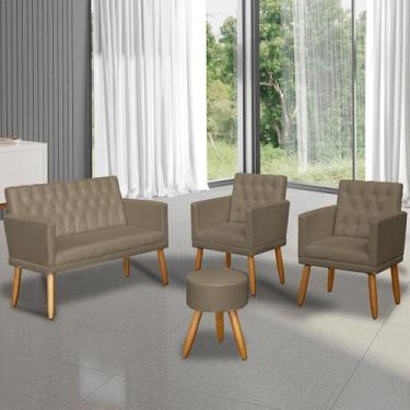 Imagem de Jogo 1 Namoradeira 2 Poltronas capitone com Puff para Recepção  Sala p