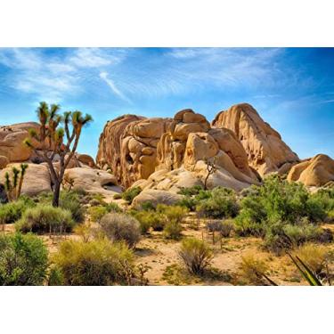 Imagem de BELECO Pano de fundo do deserto de tecido de 1,5 x 0,91 m para o Parque Nacional Joshua Tree Pano de fundo de fotografia Árvores Estranhas Montanhas Rochosas Cenário Natural Fundo de Feriado Caminhadas Acampamento Fotos Decoração de Casa Ader