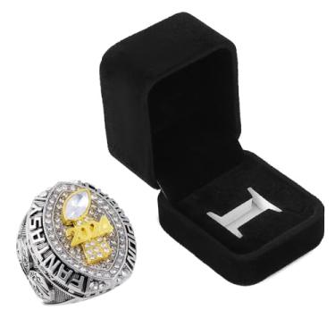 Imagem de guancrown Anel de troféu do campeonato de futebol de fantasia 2024 prêmio vencedor esportivo FFL Champion Ring, size 11, Zinco, Diamante preto