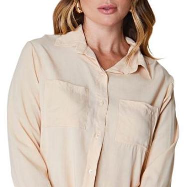 Imagem de Camisa Feminina Manga Longa Social Casual 2 Bolsos Trabalho-Feminino