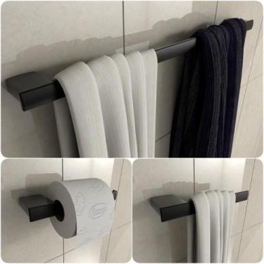 Imagem de Kit De Acessórios Para Banheiro Preto Fosco Master 3 Peças - HomeDecor