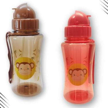 Imagem de Garrafinha infantil squeeze canudo silicone com alça  - LAR&PRESENTEAR