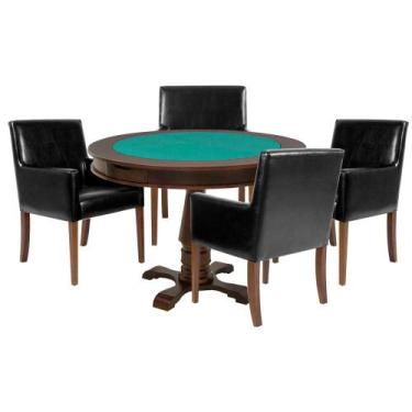 Imagem de Mesa de Jogos Carteado Victoria Redonda Tampo Reversível Imbuia com 4 