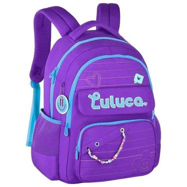 Imagem de Mochila Luluca Costa Grande Miçanga Bolsos Juvenil Notebook, Roxo