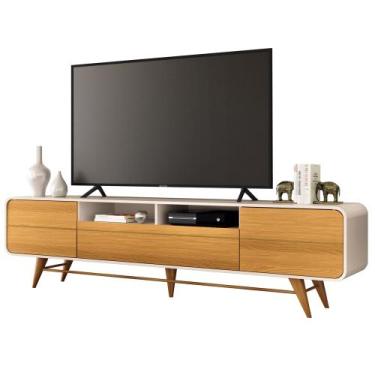 Imagem de Rack para Sala Bancada de TV 85 Pol 220cm Época Off/Cinamomo - HB Móve