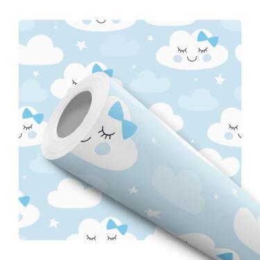 Imagem de Papel de Parede Adesivo Céu Nuvem Azul Infantil Bebê Moderno Quarto - 