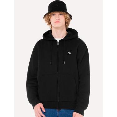Imagem de Moletom Calvin Klein Masculino Hoodie Fleece Full-Zip CK Logo Preto-Masculino