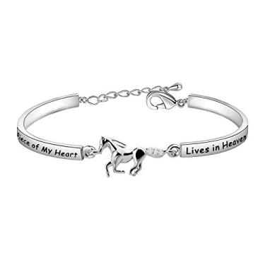 Imagem de Zuo Bao Pulseira para amantes de cavalos A Piece of My Heart Lives in Heaven Presente Perda de Cavalo, 2 inch, Metal
