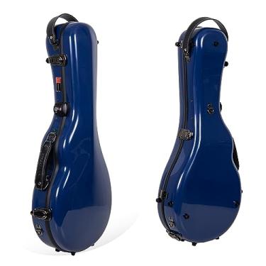 Imagem de Crossrock Capa de bandolim de fibra de vidro - Universal projetada para os estilos A e F, com compartimento para acessórios, alças de mochila, cadeado TSA - azul marinho (CRF2020MAFNVBL)