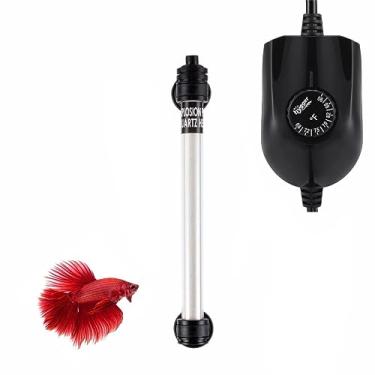 Imagem de hygger Mini aquecedor de aquário de vidro de quartzo em linha de 50W com controlador externo, termostato submersível ajustável Betta Fish Tank para 5-15 galões