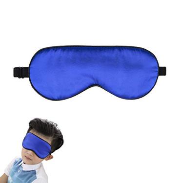 Imagem de NMM Global Máscara infantil para dormir 100% seda natural, linda máscara de dormir noturna com alça elástica ajustável para meninas e meninos (azul pequeno)