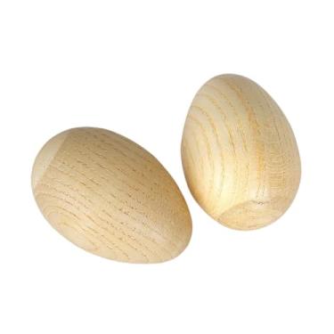 Imagem de menolana Maracas de ovo de madeira, 2 peças, abanadores de ovos de madeira, prêmios de sala de aula, instrumento abanador manual, ovo musical lixado, L