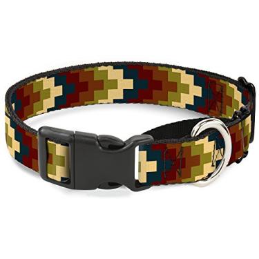 Imagem de Buckle-Down Coleira geométrica 4 bronze/azul/vinho/marrom/verde-oliva, 3,8 cm de largura, serve para pescoços de 40,6 a 58,4 cm - médio